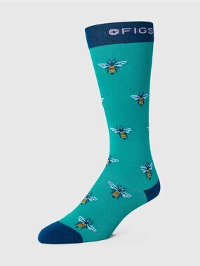 FIGS Compression Socks Busy Bee Lagoon Unisex sz M Like new!